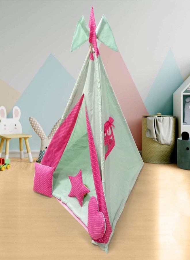 CREATIVE TEXTILES Tent House for Kids Lightweight Folding Camping Tent House for Kids Children's Indoor Outdoor Pop Up Teepee Play House Toy for 3 to 10 Year Boy and Girl Kids Colour : Green|Pink - Image 3